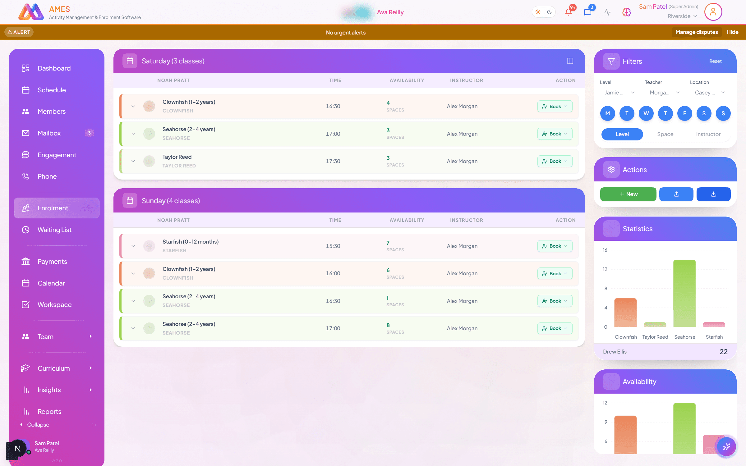 Bookings dashboard preview