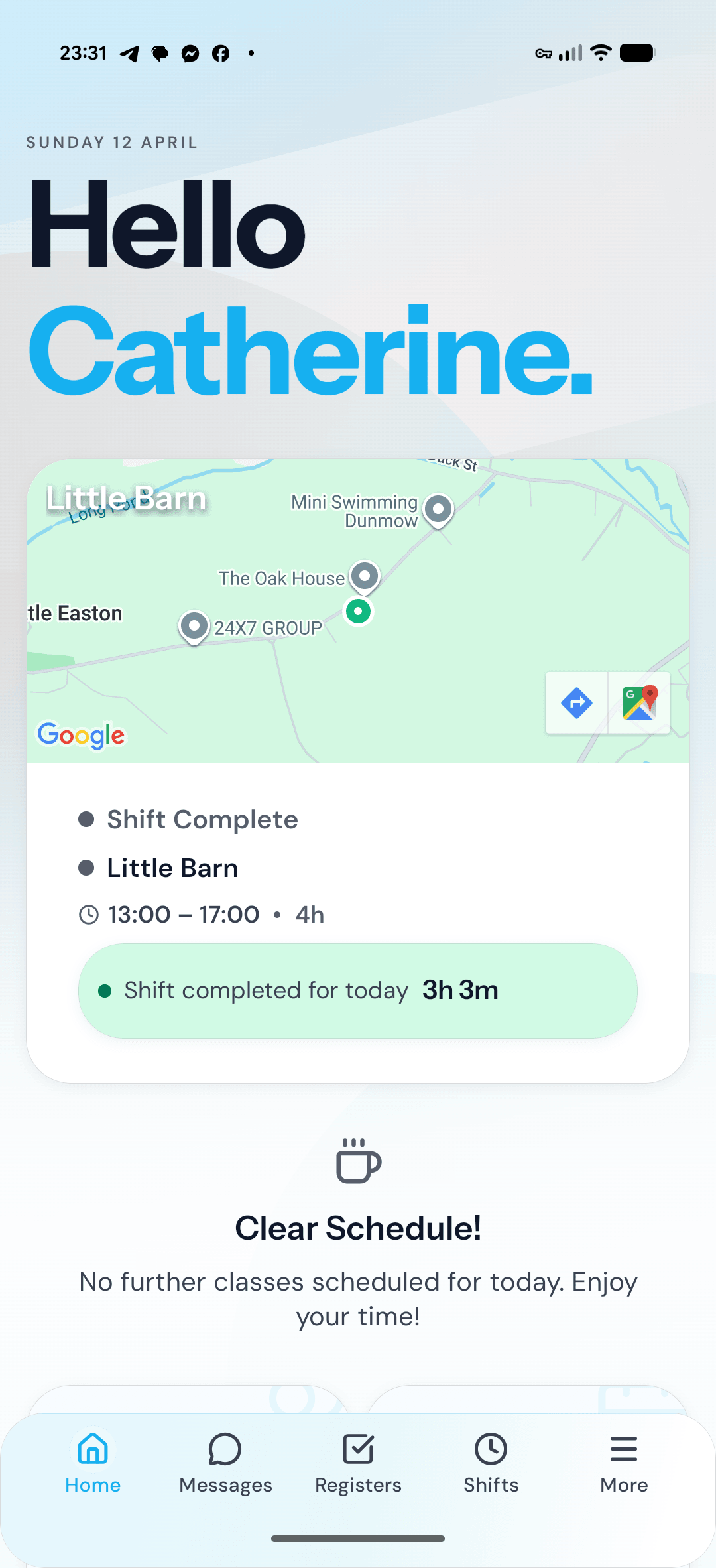 AMES activity management software – screen 1